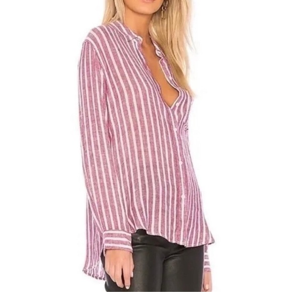 Rails Carmine Stripe Linen Button Down - Picture 4 of 5
